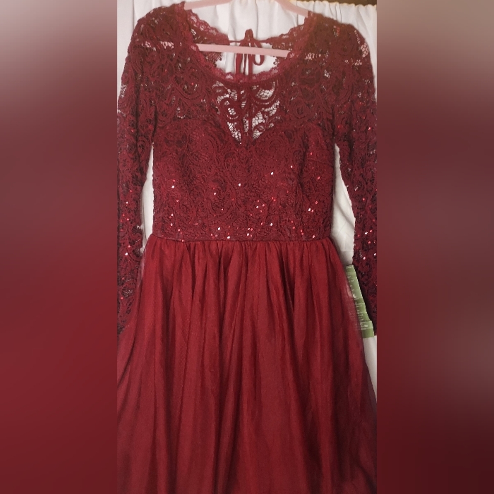 Claret Crochet Evening Dress by MY MICHELLE
